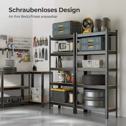 5-stufiges Schwerlastregal Metall 750 kg Lagerregal Steckregal Garage Keller