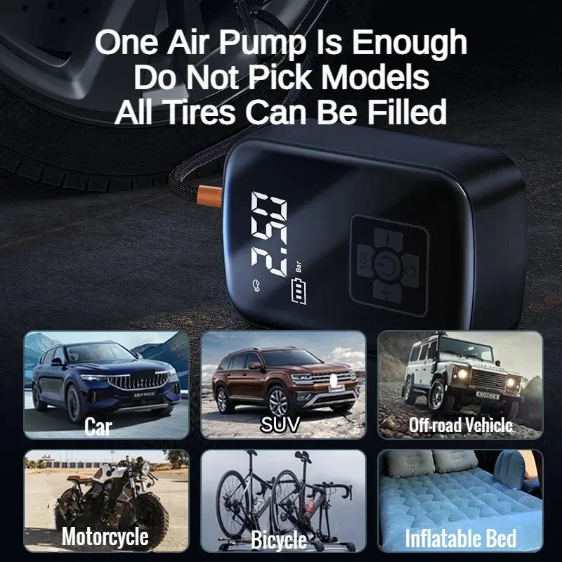 Akku Luftpumpe 150 PSI Kompressor Auto Fahrrad Motorrad Digital 100W