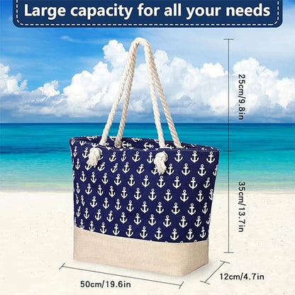 Strandtasche Große Strand-Tragetasche für Frauen Wasserdicht Sandabweisend Schwimmbad-Tasche Mit Reißverschluss