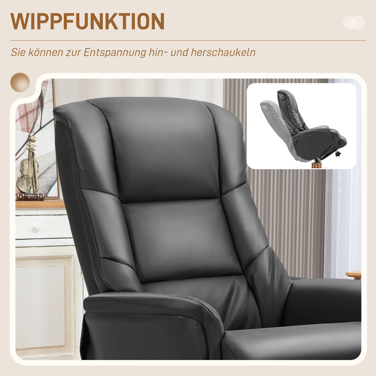 Relaxsessel AURENZO mit Hocker Drehbar Kunstleder Liegesessel 135° Braun