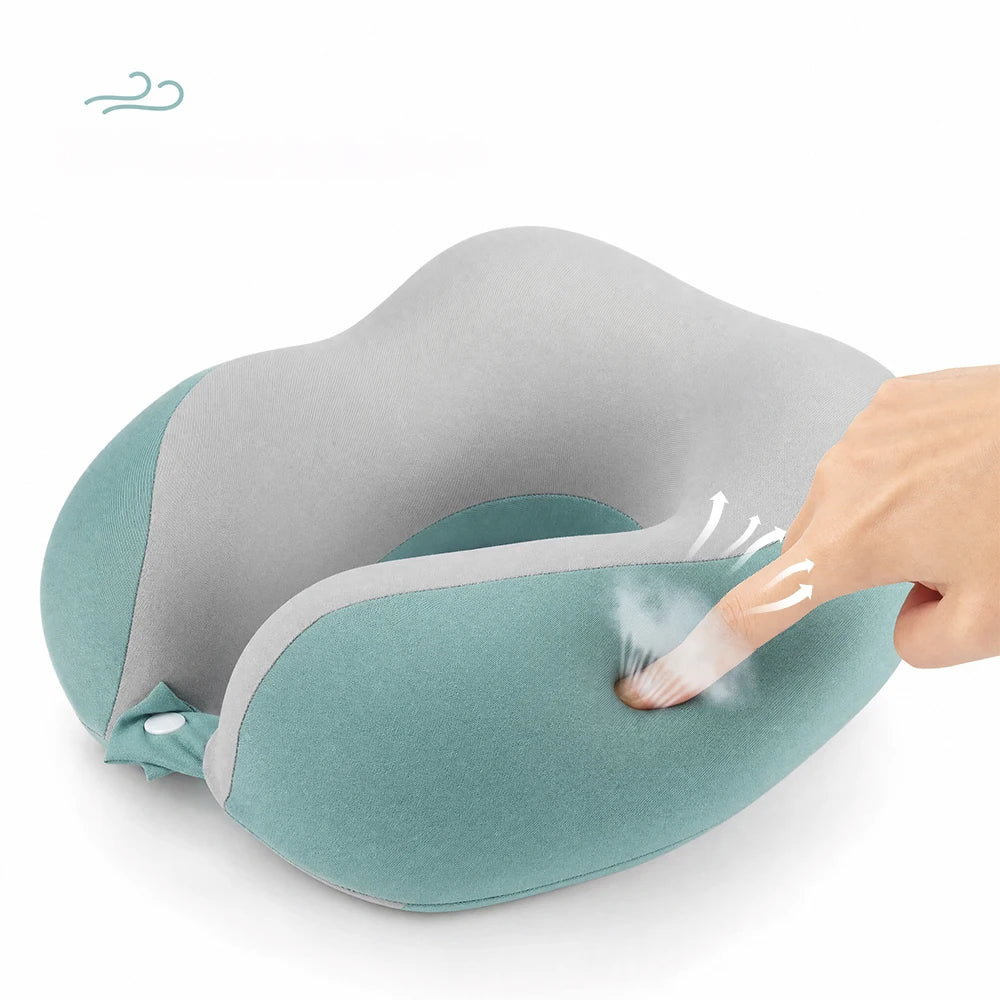 Memory Foam Nackenkissen Reisekissen U-Kissen Flugzeug Auto Büro Grau Grün