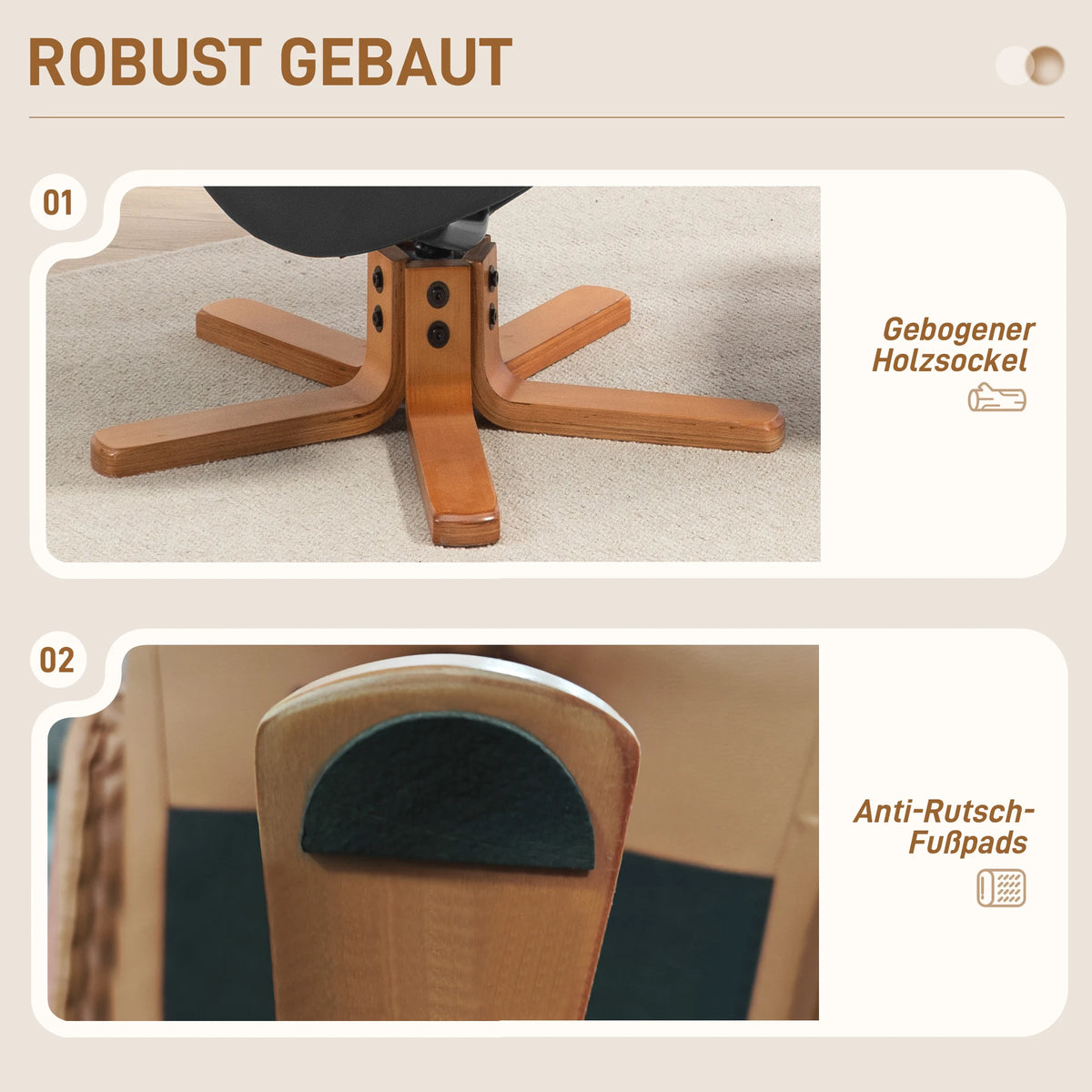 Relaxsessel AURENZO mit Hocker Drehbar Kunstleder Liegesessel 135° Braun