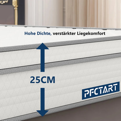 PFCTART Hybridmatratze 90x200 25cm Gel Memory Foam Taschenfederkern OEKO-TEX
