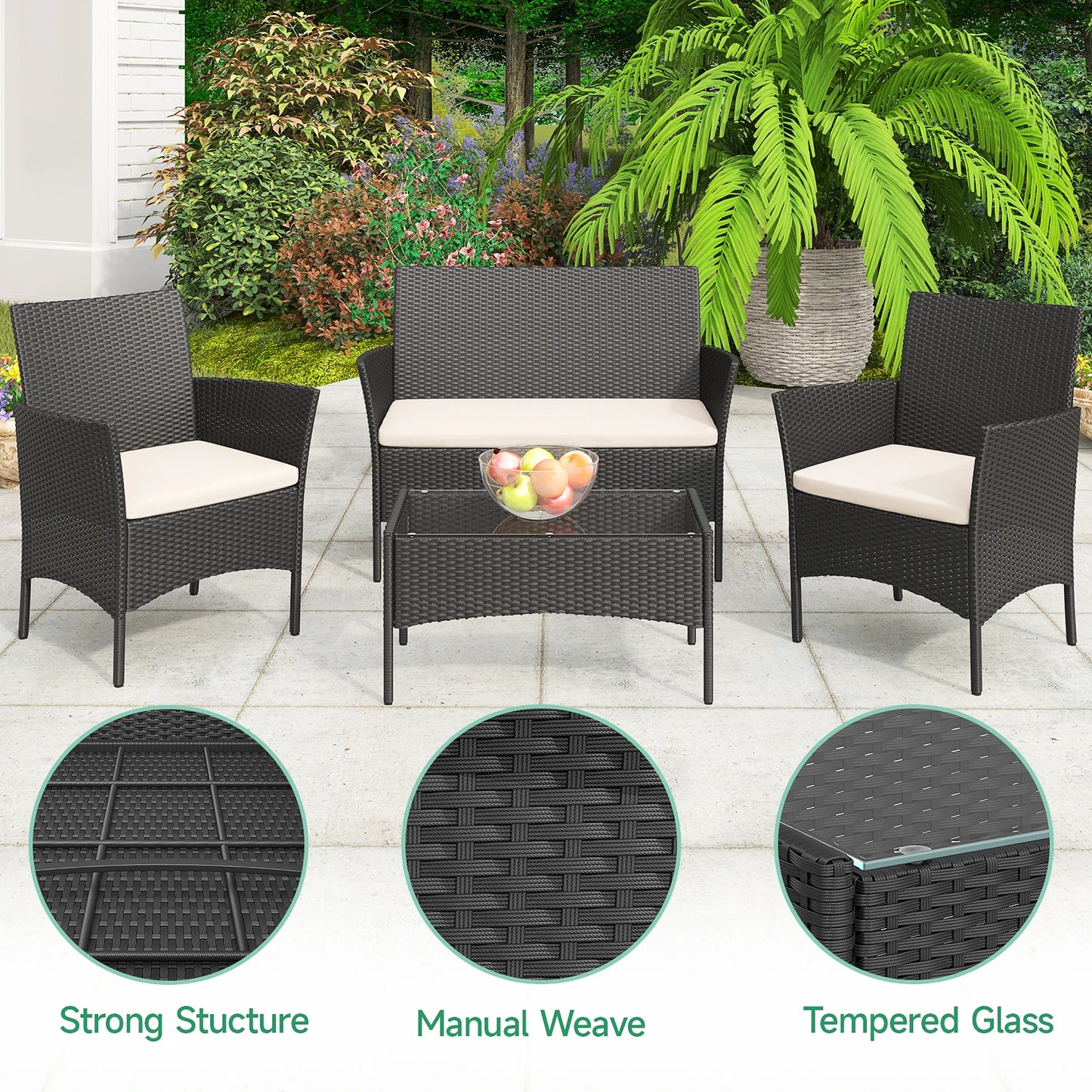 Gartenmöbel-Set 4-teilig - Modernes Outdoor Design für Garten, Terrasse & Balkon