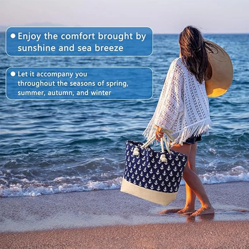 Strandtasche Große Strand-Tragetasche für Frauen Wasserdicht Sandabweisend Schwimmbad-Tasche Mit Reißverschluss