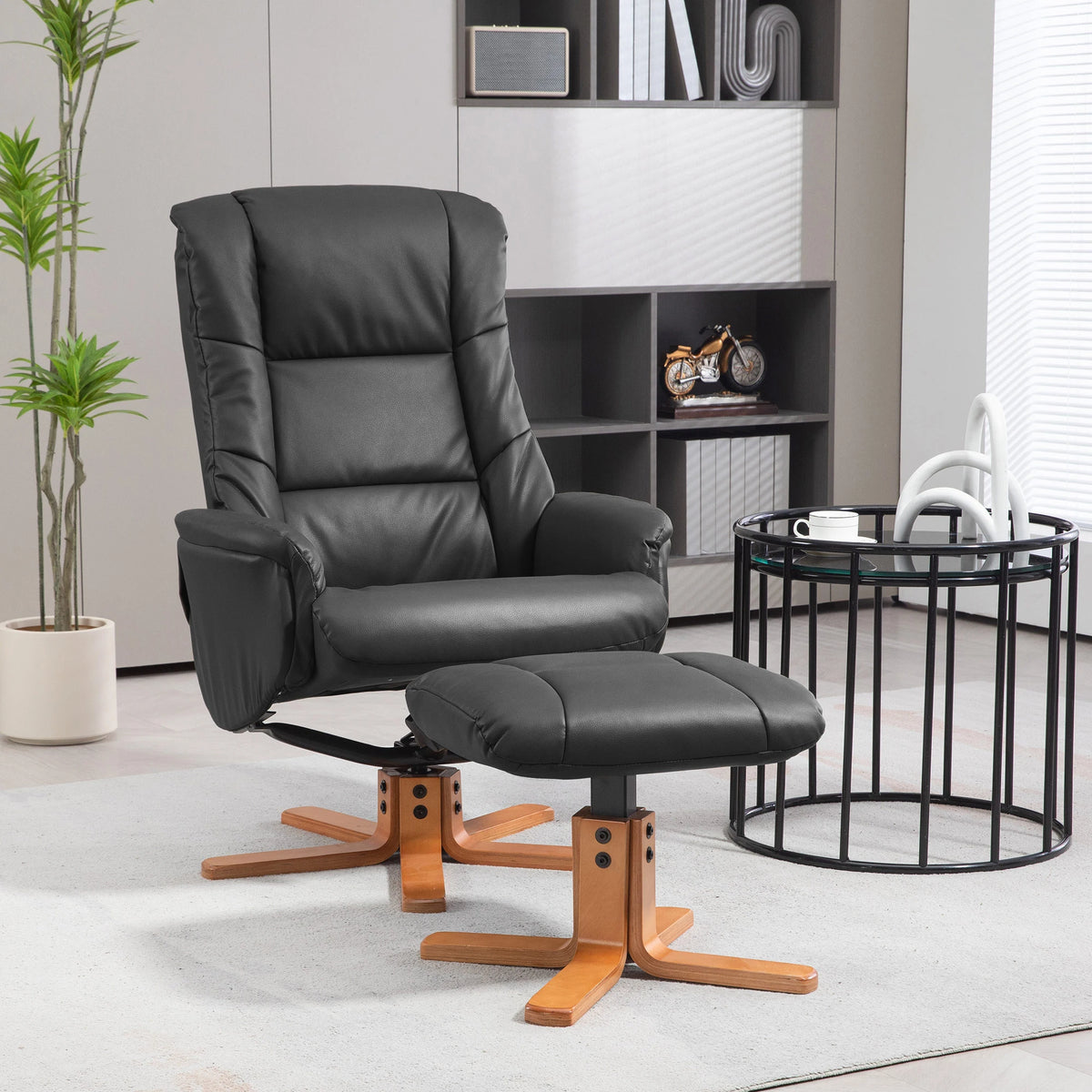 Relaxsessel AURENZO mit Hocker Drehbar Kunstleder Liegesessel 135° Braun
