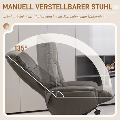 Relaxsessel AURENZO mit Hocker Drehbar Kunstleder Liegesessel 135° Braun
