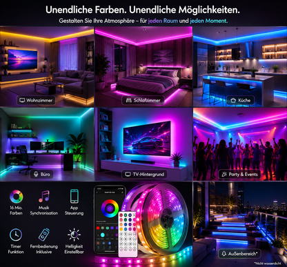 RGB LED Streifen 24V Bluetooth App Musik Fernbedienung Lichtband 5-30 Meter