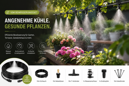 10Meter Tropfbewässerung Set Garten Bewässerungssystem 10 Düsen Automatisch