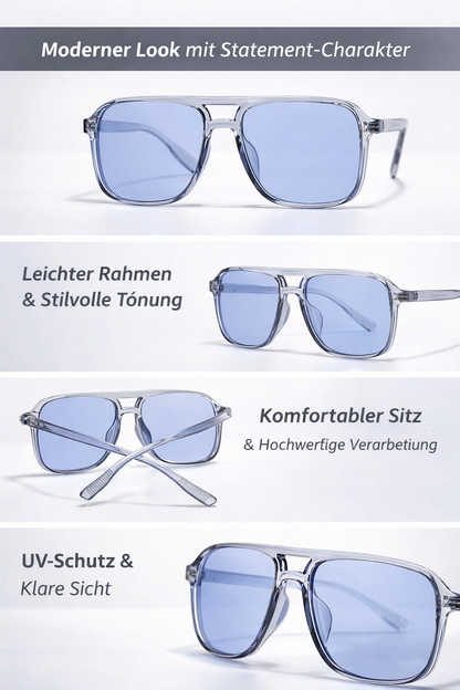 Retro Sonnenbrille für Damen & Herren | Doppel-Brücke Design, UV400 Schutz, Vintage Gradient Shades