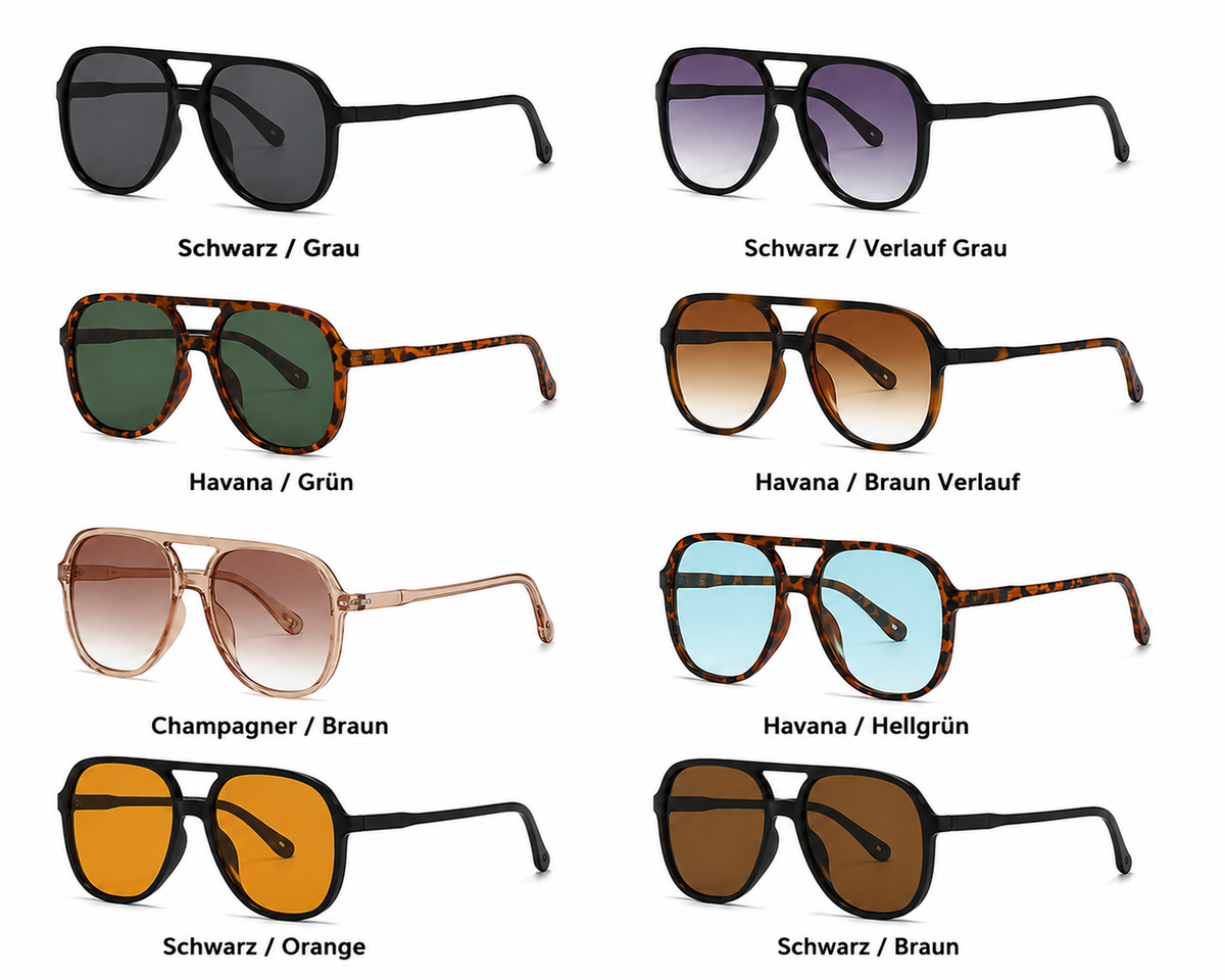 Pilotensonnenbrille Damen Herren Retro UV400 Quadratisch Vintage Unisex