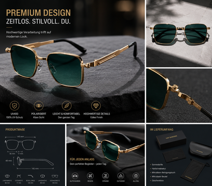 Retro Steampunk Sonnenbrille – Edelstahl Rahmen, Spiegelgläser für Herren & Damen UV400 Schutz