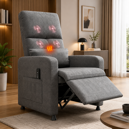Relaxsessel NOVALUX Elektrisch Massagesessel mit Wärme USB Liegefunktion Grau