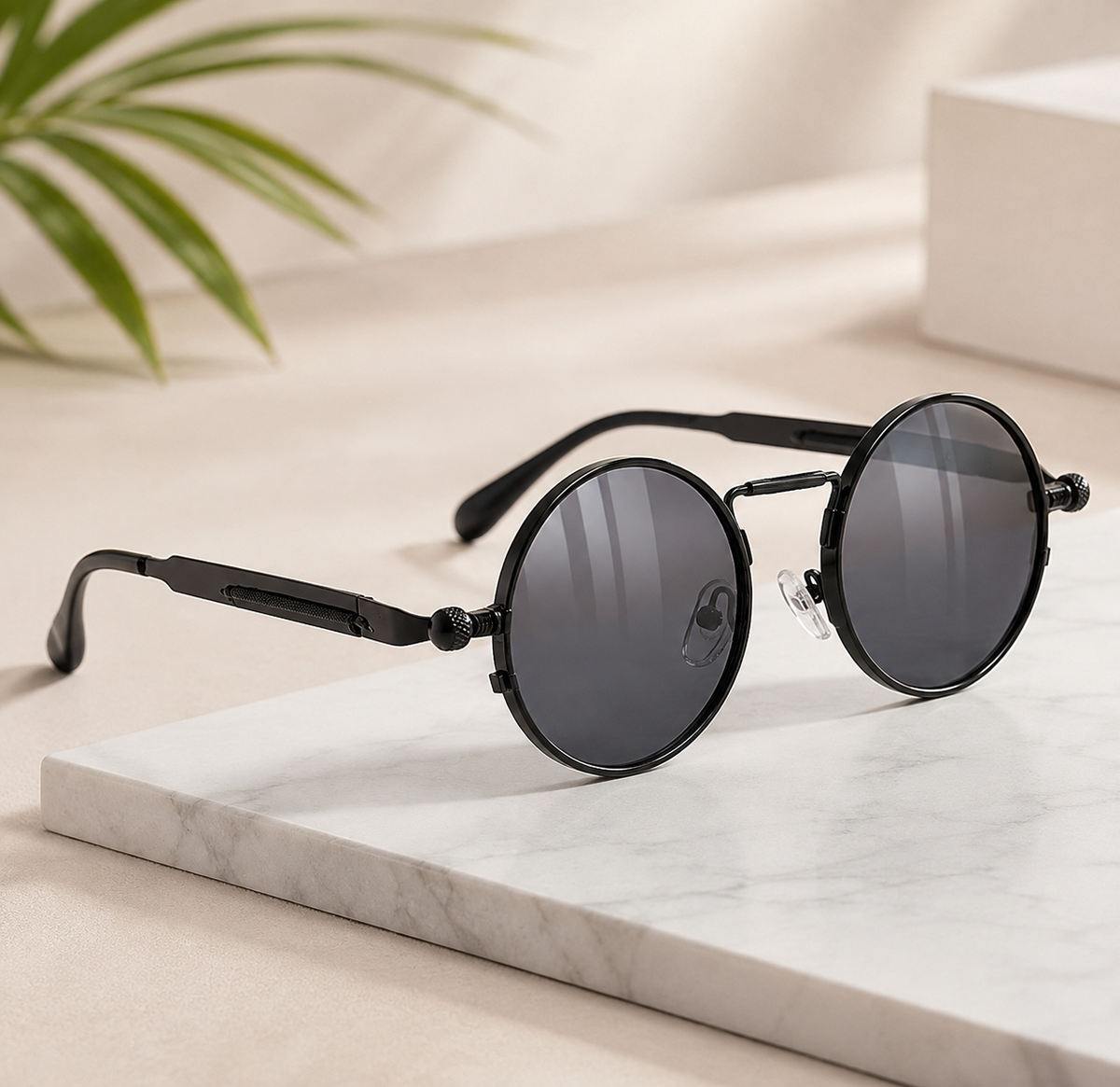 Damen Sonnenbrille Rund Metall Rahmen UV400 Retro Brille Unisex Outdoor