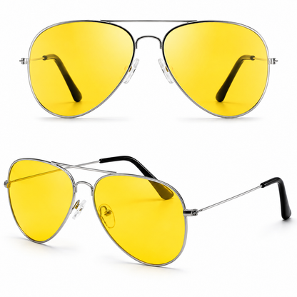 Piloten Sonnenbrille Herren Damen UV400 Vintage Brille Schwarz Gelb Unisex