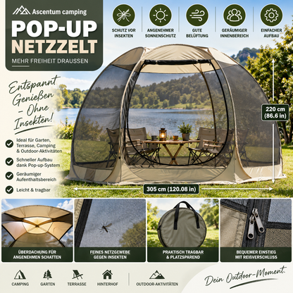 Pop Up Netzzelt 305x220cm Moskitonetz Pavillon Camping Garten Sonnenschutz