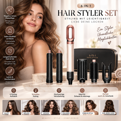 6in1 Haarstyler 1300W Ionen Air Styler Locken Föhn Bürste