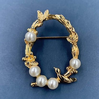 Vintage Gold Farbe Perle Barock Stern Mond Bogen Tulpe Ginkgo Brosche Pin Für Frau Retro Palace Metall Exquisite Badgses Schmuck