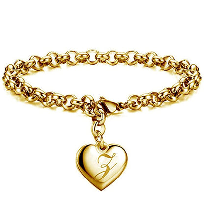 Gold Initialen Armband Edelstahl Herz Buchstaben A-Z Damen Geschenk Verstellbar