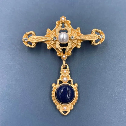 Vintage Gold Farbe Perle Barock Stern Mond Bogen Tulpe Ginkgo Brosche Pin Für Frau Retro Palace Metall Exquisite Badgses Schmuck