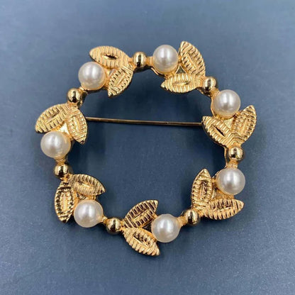 Vintage Gold Farbe Perle Barock Stern Mond Bogen Tulpe Ginkgo Brosche Pin Für Frau Retro Palace Metall Exquisite Badgses Schmuck