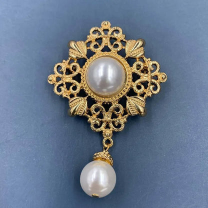 Vintage Gold Farbe Perle Barock Stern Mond Bogen Tulpe Ginkgo Brosche Pin Für Frau Retro Palace Metall Exquisite Badgses Schmuck