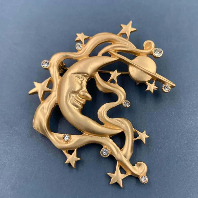 Vintage Gold Farbe Perle Barock Stern Mond Bogen Tulpe Ginkgo Brosche Pin Für Frau Retro Palace Metall Exquisite Badgses Schmuck