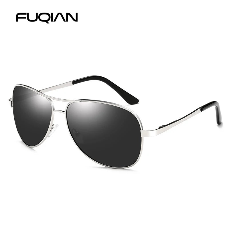 Piloten Sonnenbrille Herren Damen Polarisiert UV400 Metall Schwarz