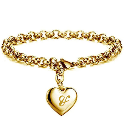 Gold Initialen Armband Edelstahl Herz Buchstaben A-Z Damen Geschenk Verstellbar
