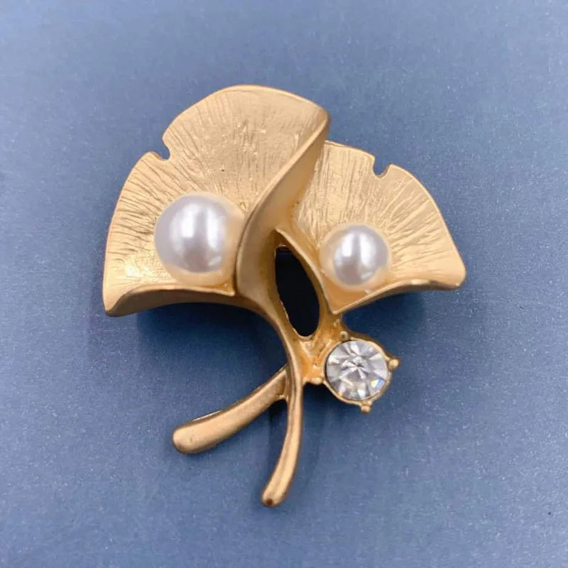 Vintage Gold Farbe Perle Barock Stern Mond Bogen Tulpe Ginkgo Brosche Pin Für Frau Retro Palace Metall Exquisite Badgses Schmuck