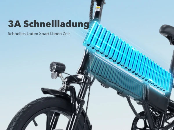 Faltbares E-Bike 16" – 250W Motor | 36V 17,5Ah Akku | City Pedelec bis 25 km/h | 60 km Reichweite