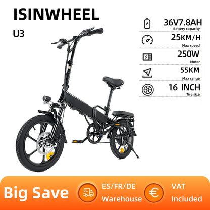 Faltbares E-Bike 16" – 250W Motor | 36V 17,5Ah Akku | City Pedelec bis 25 km/h | 60 km Reichweite