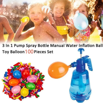 Tragbare Luft-Wasser-Bomben-Ballonpumpe mit Luftballons für Kinderpartys, Outdoor-Spielzeugballons (Pumpe und Luftballons, zufällige Farbe).