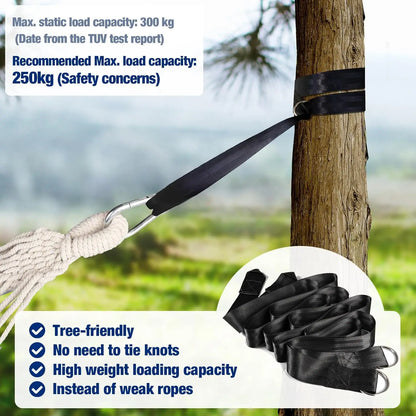 Canvas Hängematte 200x150 cm – 200 kg Camping Hängematte mit Gurten Karabinern Garten Outdoor