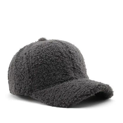 Baseball Cap warme Plüsch Kappe aus Kunstlammwolle | Verstellbare Mütze für Herbst & Frühling