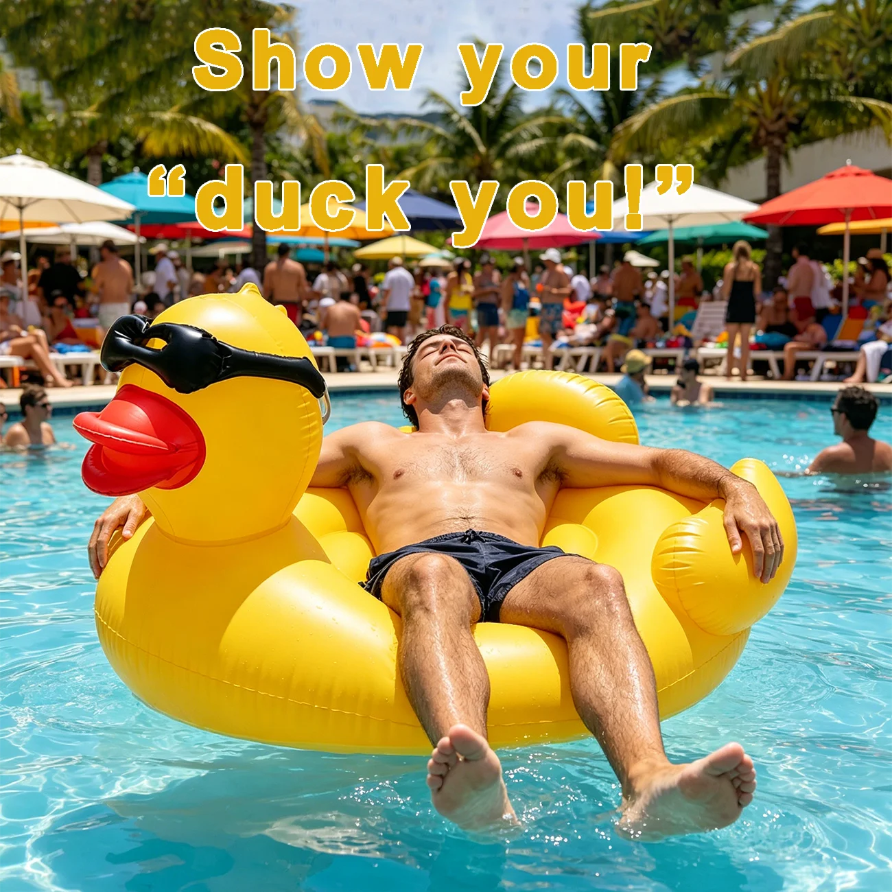 1 Stück Riesige Enten-Schwimmliege, aufblasbar, für Erwachsene, zum Aufsitzen, für Schwimmbad, Sommer, Strand, Wasserspielzeug, Poolparty, schwimmendes Bett