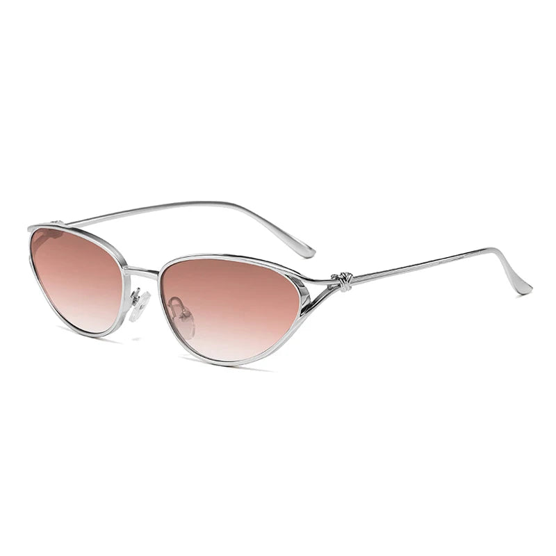 Retro-Sonnenbrille aus Metall mit Katzenaugen-Design für Damen, modische Farbverlaufsbrille, UV400
