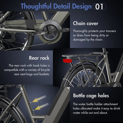 26 -Zoll City Allrounder E-Bike, 250W, 36V 14,5 Ah Akku – mit 36-monatiger Gewährleistung