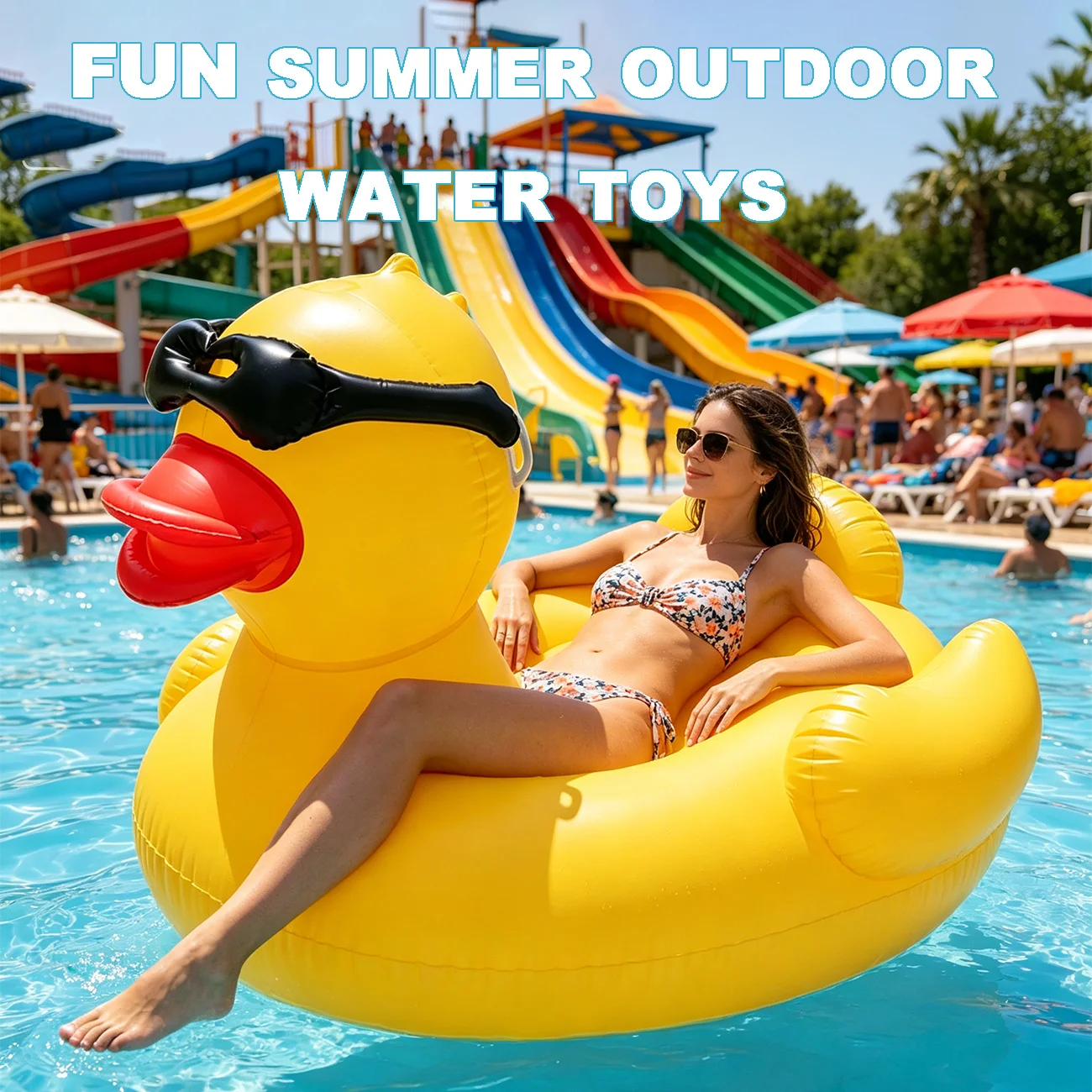 1 Stück Riesige Enten-Schwimmliege, aufblasbar, für Erwachsene, zum Aufsitzen, für Schwimmbad, Sommer, Strand, Wasserspielzeug, Poolparty, schwimmendes Bett