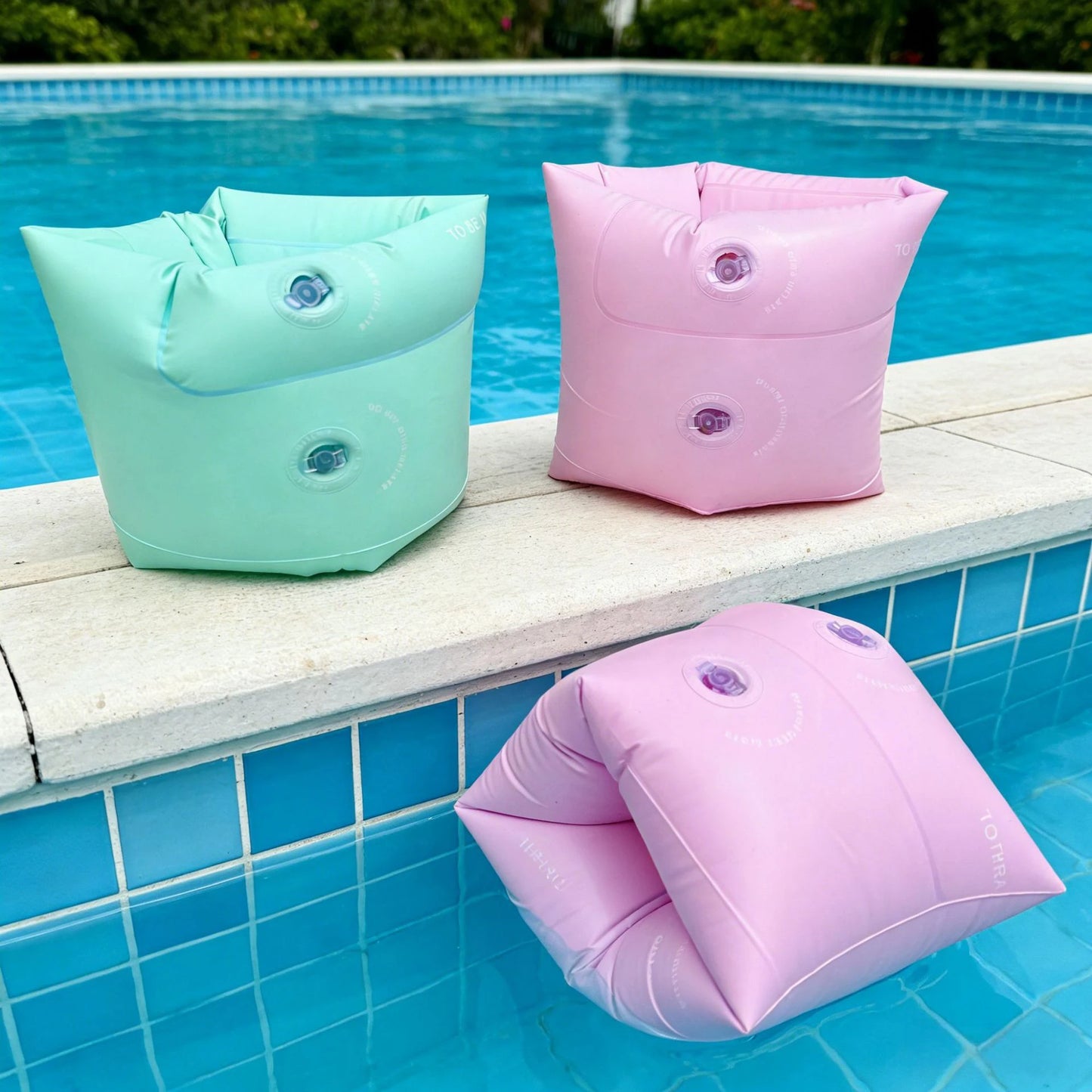 2 Stück neue aufblasbare Armbänder in Macaron-Farbe für alle Altersgruppen, Schwimmarmringe, schwimmende PVC-Ärmel, Sommer-Schwimmtraining