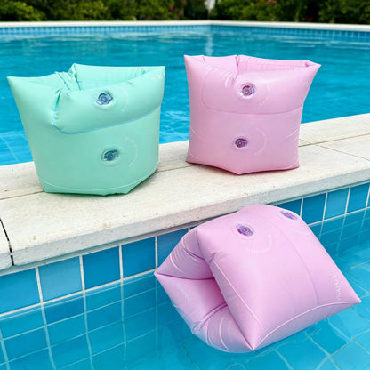 2 Stück neue aufblasbare Armbänder in Macaron-Farbe für alle Altersgruppen, Schwimmarmringe, schwimmende PVC-Ärmel, Sommer-Schwimmtraining