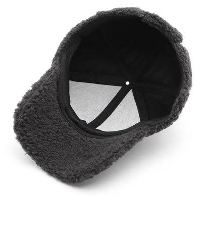 Baseball Cap warme Plüsch Kappe aus Kunstlammwolle | Verstellbare Mütze für Herbst & Frühling