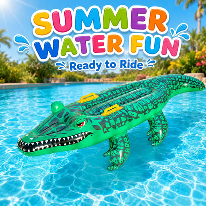 1 Stück aufblasbares Krokodil-Schwimmtier mit Griffen, Wasserspielzeug Alligator-Floß für Strand, Pool und Sommerspaß
