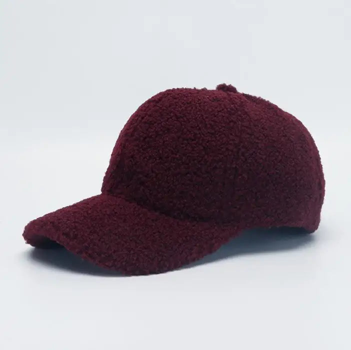 Baseball Cap warme Plüsch Kappe aus Kunstlammwolle | Verstellbare Mütze für Herbst & Frühling