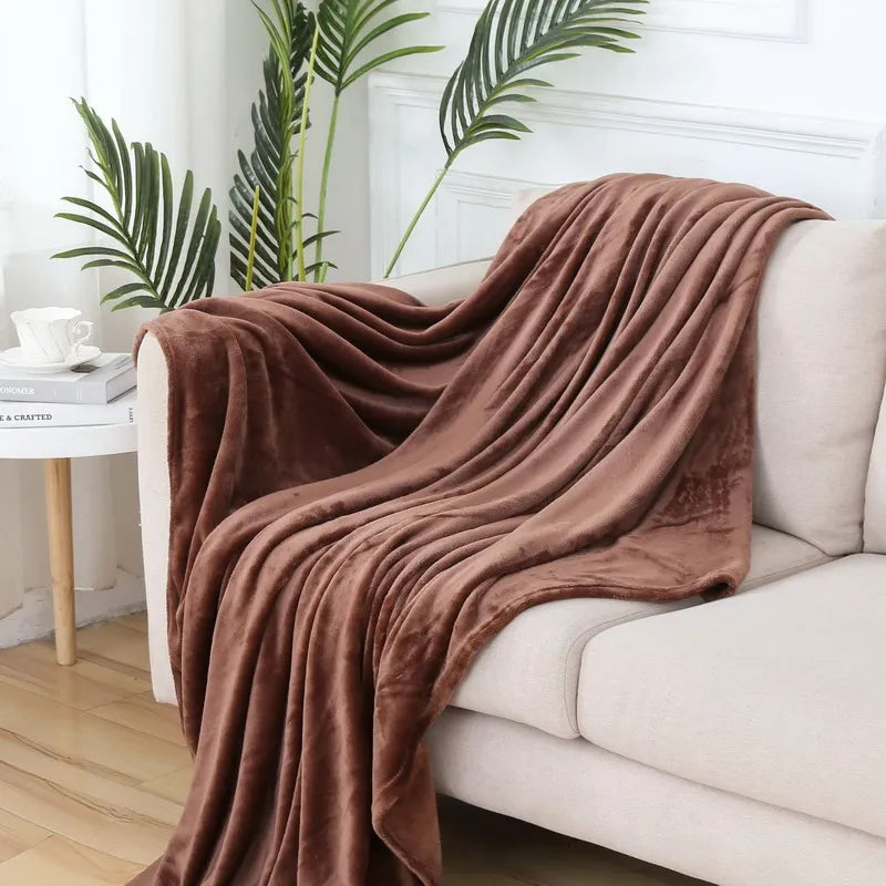Flauschige Korallensamt-Decke – Luxus Flanell & Plüsch Kuscheldecke | Warm, weich & atmungsaktiv für Sofa, Bett & Reisen