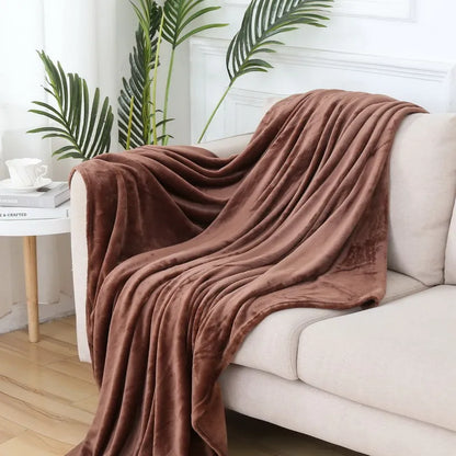 Flauschige Korallensamt-Decke – Luxus Flanell & Plüsch Kuscheldecke | Warm, weich & atmungsaktiv für Sofa, Bett & Reisen