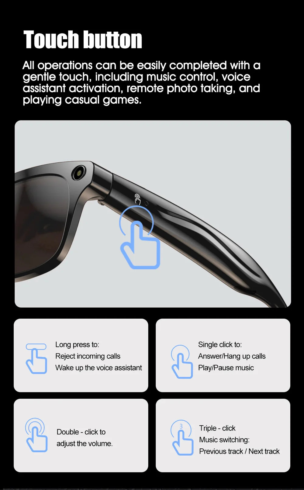 Smart AI-Sonnenbrille mit Kamera & Bluetooth