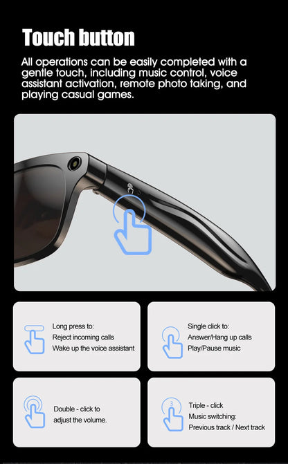 Smart AI-Sonnenbrille mit Kamera & Bluetooth