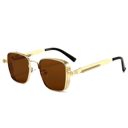 Retro Steampunk Sonnenbrille – Edelstahl Rahmen, Spiegelgläser für Herren & Damen UV400 Schutz