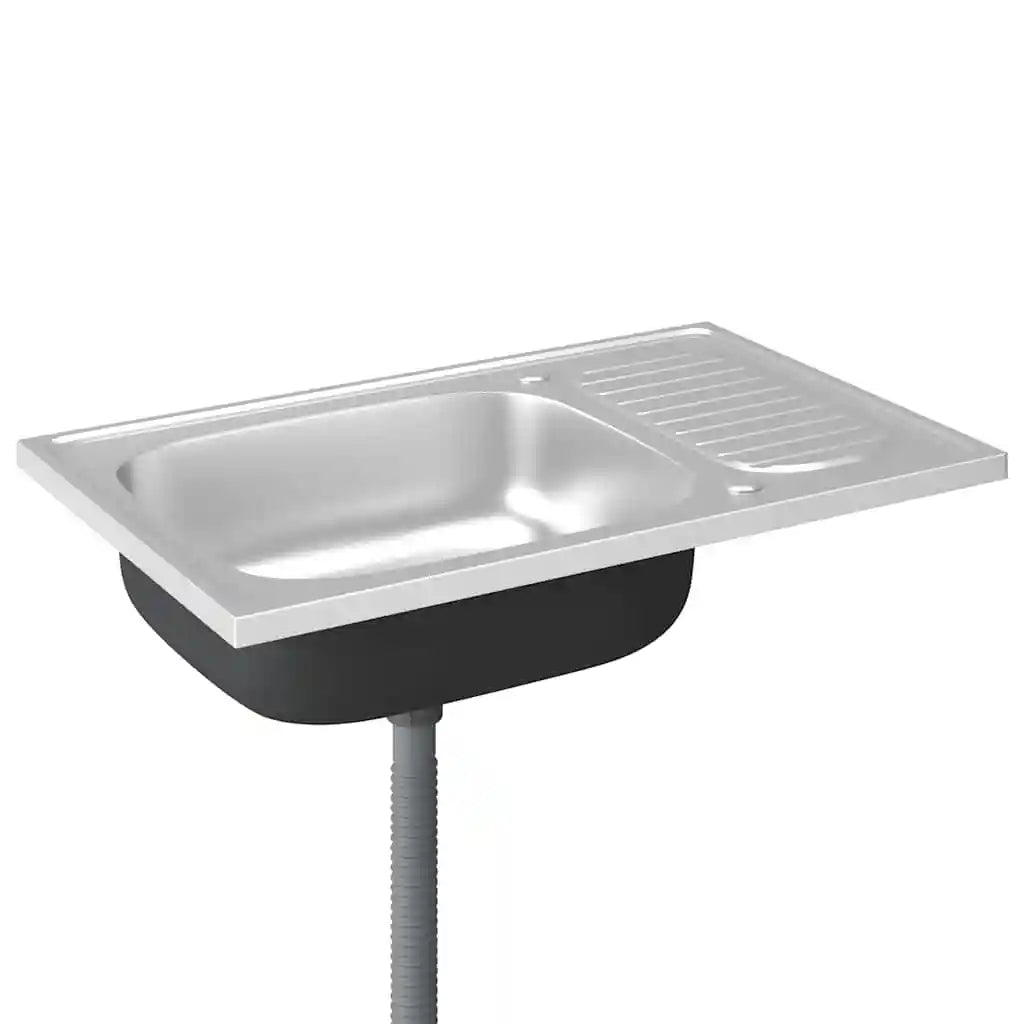 80x50 cm Edelstahl Küchenspüle Einbauspüle mit Abtropffläche Spülbecken Silber